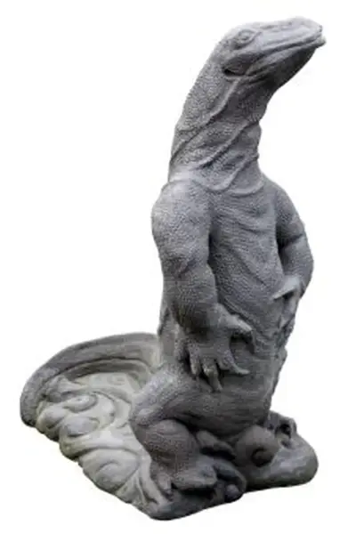 Product image of the product “Standing water monitor lizard as a water feature, 60 cm high | Cast stone, handcrafted & coloured ”