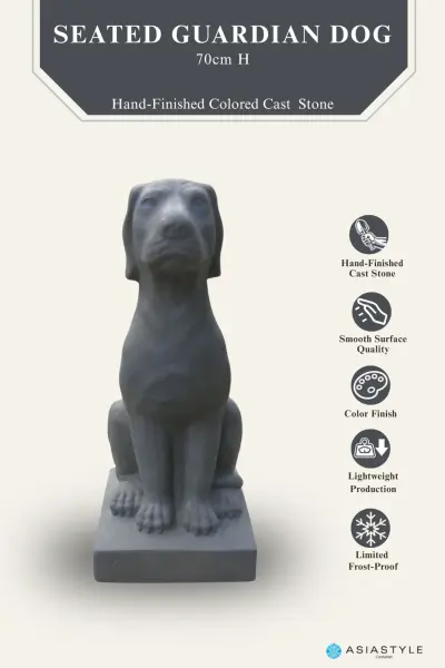 Product image of the product “Seated Guardian Dog – Stone Garden Sculpture, Cast stone, 70 cm High, Bronze colour. ”