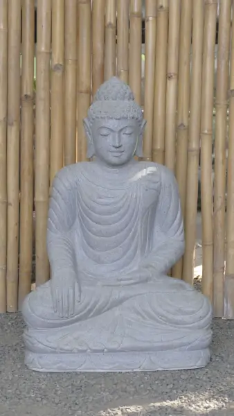 Product image of the product “Seated Buddha made of Riverstone in Bhumisparsha - gesture of touching the earth. 83cm height. ”
