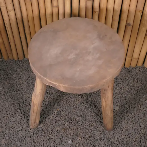 Product image of the product “Table with round model and traingle legs made of teak wood about 70cm height ”