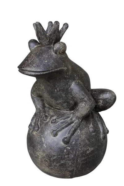 Product image 3 of the product “Frog Prince sitting on ball, approx. 70cm height, cast stone, hollow, handcrafted & coloured ”