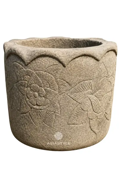 Product image 3 of the product “Pot with Wave Ornaments, 50 cm Height, 60 cm Dia, Natural Stone ”