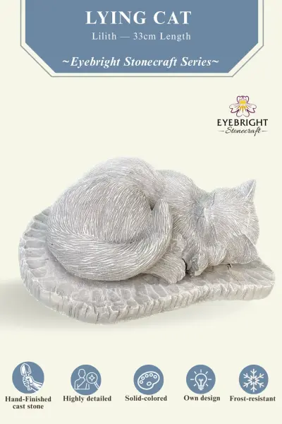Product image 3 of the product “Lilith -Lying cat on pedestal, 33cm L | cast stone ”