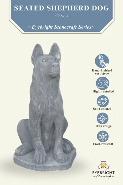 Product image 3 of the product “Seated shepard dog, 65cm Height - cast stone. ”