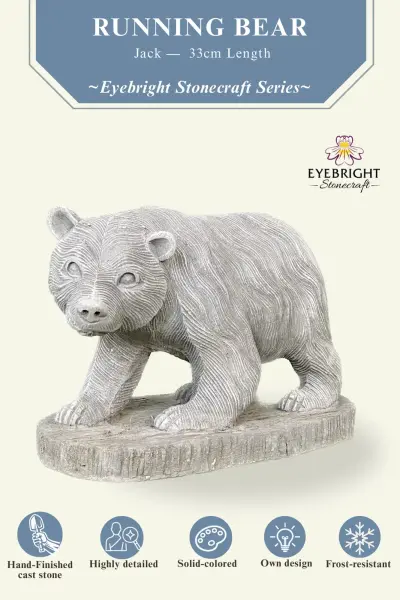 Product image 3 of the product “Jack - Running bear on pedestal. 33cm L | cast stone ”