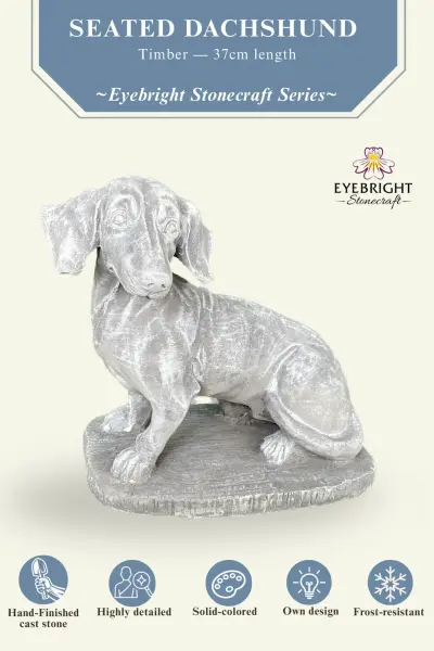 Product image 3 of the product “Timber - Dachshund sitting on a pedestal, 37 cm L | cast stone ”