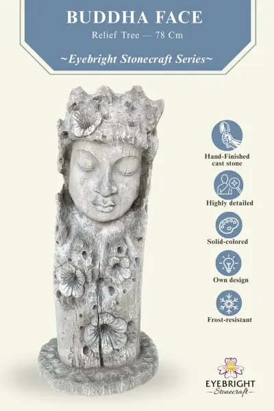 Product image 3 of the product “Jadoo - Buddha Face, Relief tree, 78cm H | cast stone ”