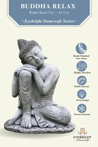Product image 3 of the product “Rahman - Buddha relax- one leg up, 65 cm H | cast stone ”