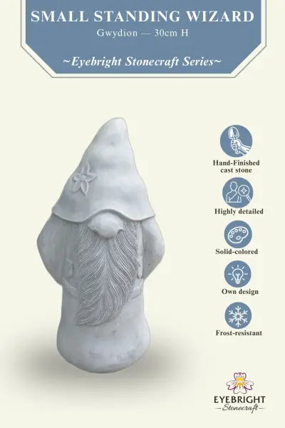 Product image 3 of the product “Gwydion - Small Standing Wizard, 30cm H | cast stone ”