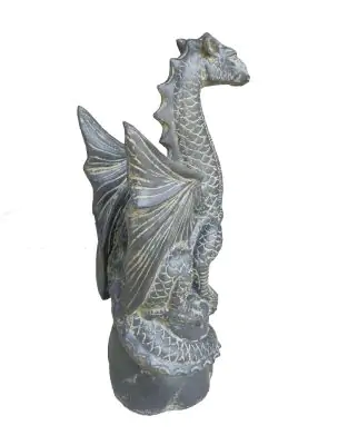 Product image 3 of the product “Sitting dragon on a rock, approx. 75 cm high. Cast stone, handcrafted & colored 75 cm”