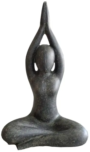 Product image 3 of the product “Sitting woman in yoga pose - arms up, 30cm high. Cast stone, handcrafted & colored 30 cm”
