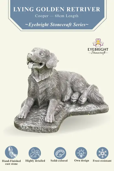 Product image 4 of the product “Cooper - Golden Retriver, lying on base 68cm L | cast stone ”
