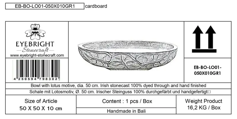 Product image 5 of the product “Makassar - Bowl with lotus motive, Ø 50 cm | cast stone ”