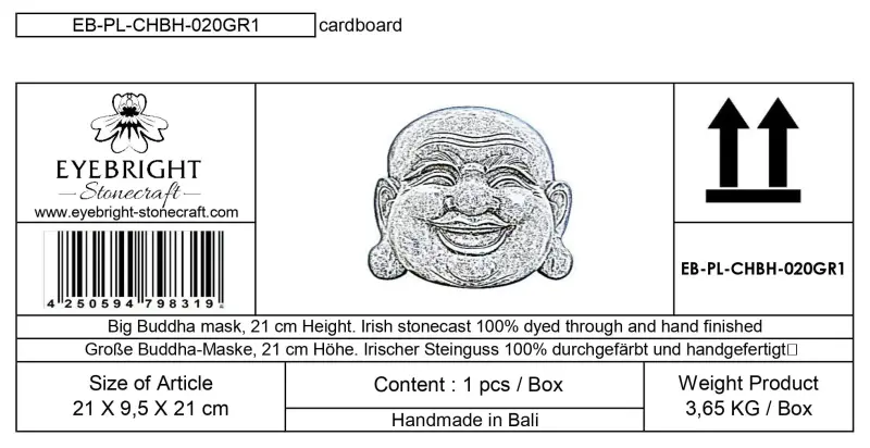 Product image 5 of the product “Mian - Big Buddha mask, 21cm H | cast stone ”