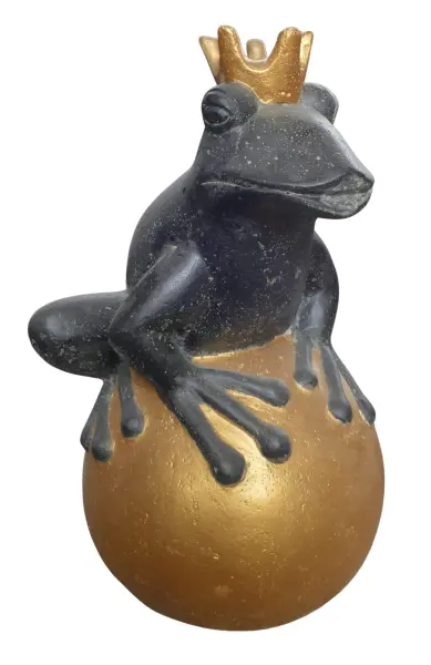 Product image 5 of the product “Frog Prince sitting on ball, approx. 50cm height, cast stone, hollow, handcrafted & coloured ”