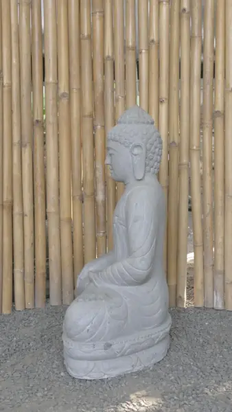 Product image 5 of the product “Seated Buddha made of Riverstone in Bhumisparsha - gesture of touching the earth. 83cm height. ”