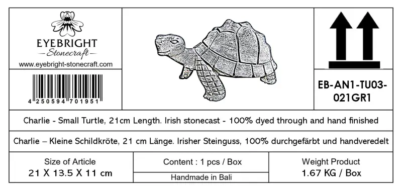 Product image 6 of the product “Charlie - Small Turtle, 21cm Length | cast stone ”