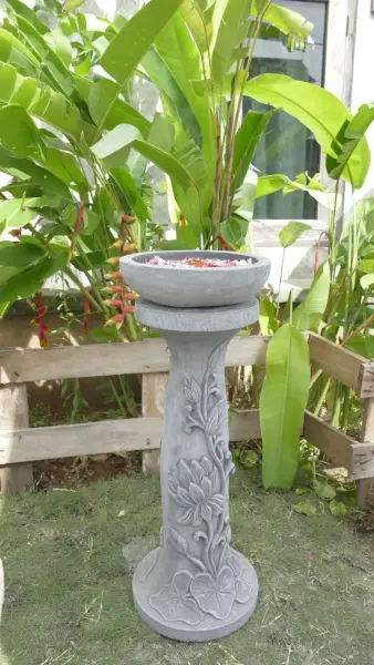 Product image 6 of the product “Rinjani - pedestal, tapered, with lotus motif, Ø 30cm, 71cm H | cast stone ”