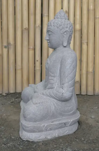 Product image 6 of the product “Seated Buddha made of Riverstone in Dhyana position - gesture of meditation, H.62 cm, natural. ”