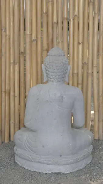 Product image 6 of the product “Seated Buddha made of Riverstone in Bhumisparsha - gesture of touching the earth. 83cm height. ”