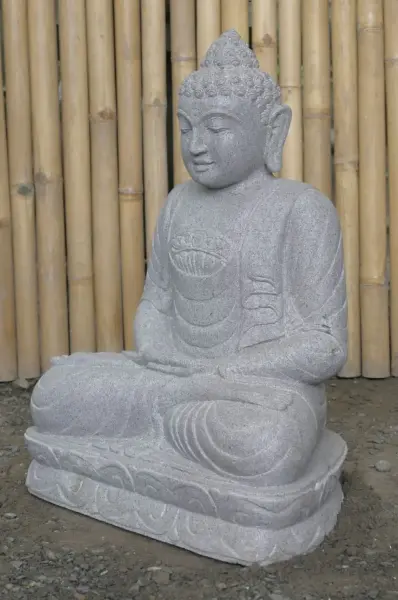 Product image 7 of the product “Seated Buddha made of Riverstone in Dhyana position - gesture of meditation, H.62 cm, natural. ”