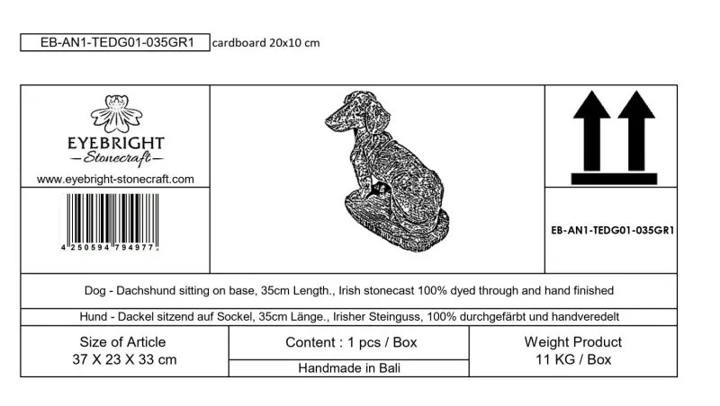 Product image 8 of the product “Timber - Dachshund sitting on a pedestal, 37 cm L | cast stone ”