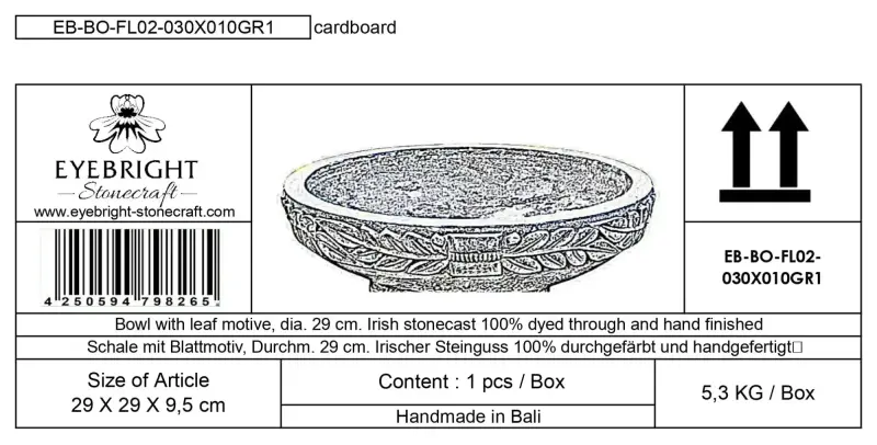 Product image 8 of the product “Medan - Bowl with leaf motive, Ø 29 cm | cast stone ”