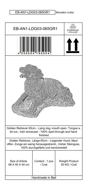Product image 9 of the product “Cooper - Golden Retriver, lying on base 68cm L | cast stone ”