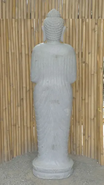 Product image 9 of the product “Standing Buddha made of Riverstone in Dharmachakra position - gesture of wheel of the teaching of Dharma. About 181cm height. ”