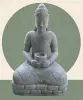  Product image 1 of the product “Seated Buddha in Thai style made of Riverstone, Holds a vessel in his hands, H. 154cm. ”