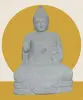  Product image 1 of the product “Seated Buddha with floral carving - Abhaya position. About 68cm length, 42cm width, 100cm height. Natural stone (river stone), stonemasonry ”