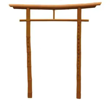 Product image of the product “Japanese Toriii made of „Petung“ Dendrocalamus asper, yellow-brown, 8-11, size L. With Bamboo feet 04X-265X250YE”