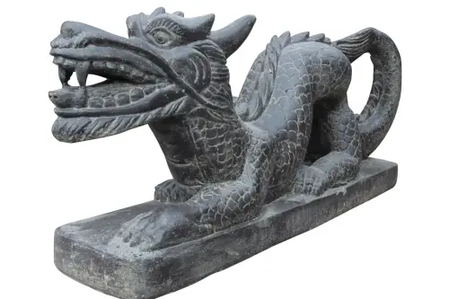 Product image of the product “Chinese Dragon, Left. 30 x 120x 50cm. Stone cast, handcrafted & coloured Left Foot Forward”