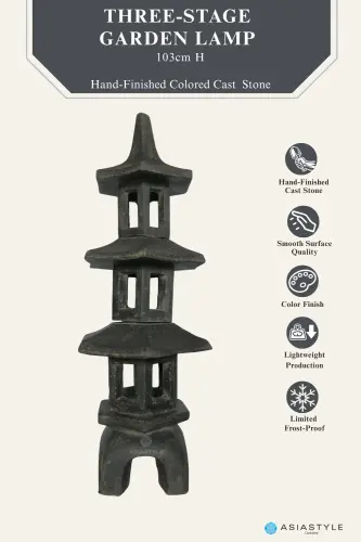Product image of the product “Three-Stage Garden Lamp, 103 cm Height, Cast Stone, Antique Finish Colour ”