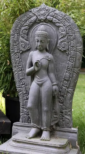 Product image of the product “Standing Buddha Relief, Cast Stone, 100cm , Antique FinishH 100 cm”