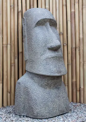 Product image of the product “Moai head, 47x44x100cm, cast from stone, handcrafted and colored in the color antique finish 100 cm”