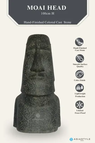Product image of the product “Moai Head, 100 cm Height, Cast Stone, Antique Finish Colour ”
