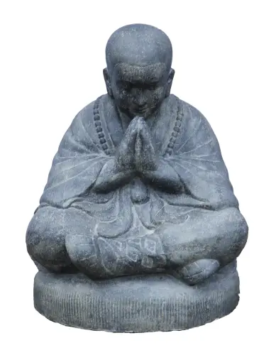 Product image of the product “Sitting monk, 80 cm height, cast stone, hollow, handcrafted & coloured Antique finish light | 80 cm”