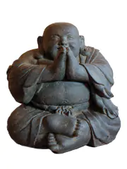 Product image of the product “Sitting monk, laughing, 55 cm height, cast stone, hollow, handcrafted & coloured Antique Finish | 55 cm”