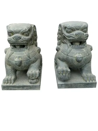 Product image of the product “Temple lions, set of 2, cast stone 40 cm - Light”