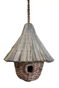Product image 1 of the product “Birdhouse, waterhyazinth straw, coconut rope, L, house dimension 30 x 30 x 42 cm ”
