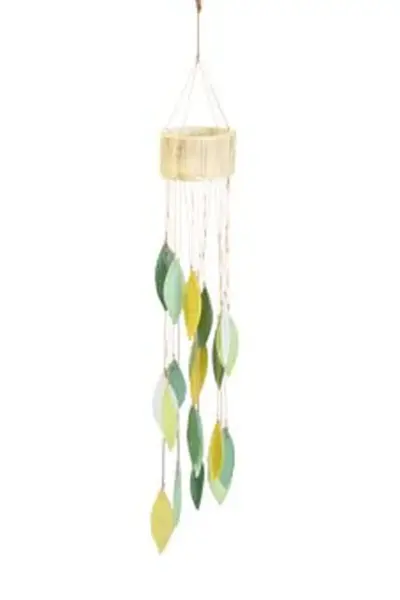 Product image 1 of the product “Windchime spiral, hanger bamboo tube, glass shape leaves, diameter bamboo, green ”
