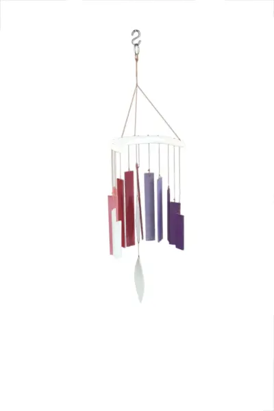 Product image 1 of the product “Windchime half moon, Glass with rectangle shape, color in purple pink, ”