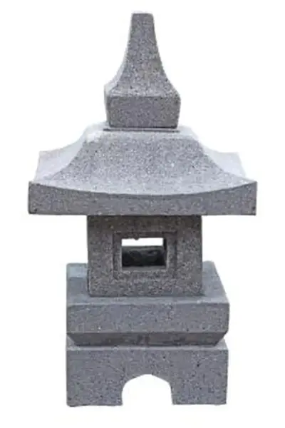 Product image 1 of the product “Japanese garden lantern, model „Yukimi Gata“, 35 cm height, natural stone (Andesite) ”
