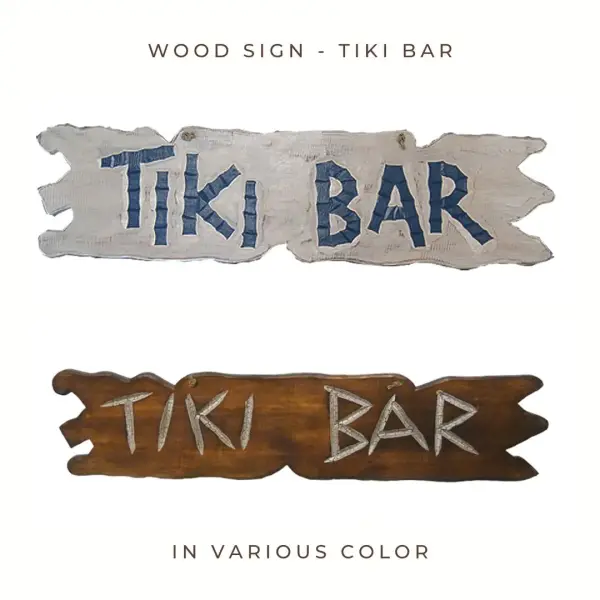 Product image 1 of the product “Wood Sign - Retro ''Tiki Bar'' , Available in White and Brown color ”