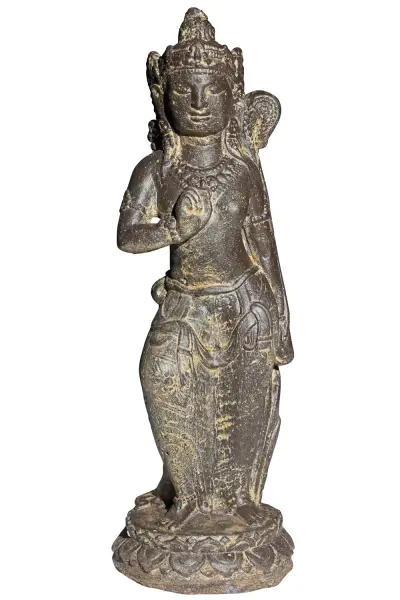 Product image 1 of the product “Standing Dewi Sri, cast stone, 43cm height, , Antique Finish ”