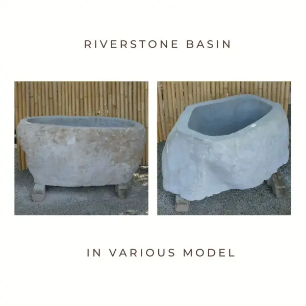 Product image 1 of the product “Basin from Riverstone, Natural surface, polished inside. Dia approx 91-100. Height 41-50 ”