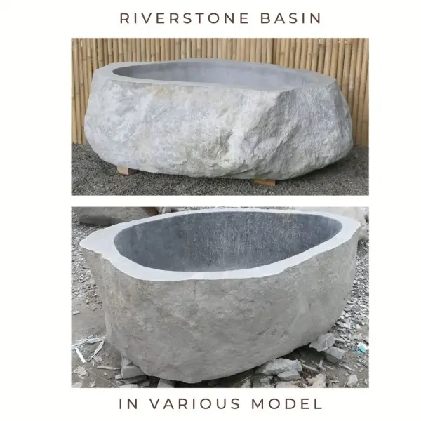 Product image 1 of the product “Riverstone basin, natural surface, polished inside. Dia approx 141-150cm Height 61-70cm ”