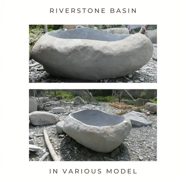 Product image 1 of the product “Riverstone basin, natural surface, polished inside. Dia approx 161-170cm Height 61-70cm ”