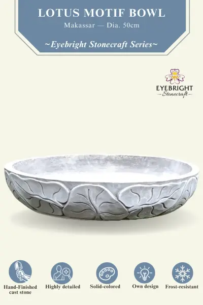 Product image of the product “Makassar - Bowl with lotus motive, Ø 50 cm | cast stone ”